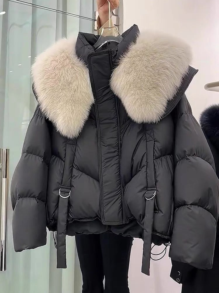 Manteau d’hiver noir femme – Veste matelassée en coton chaud