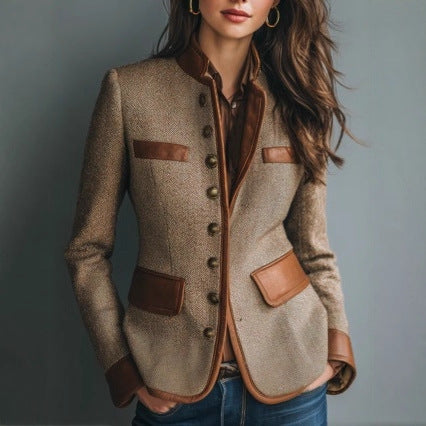 Manteau vintage femme en laine – Col tailleur élégant