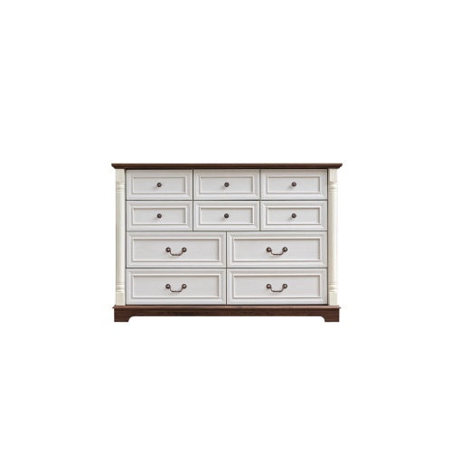 Commode 10 tiroirs en bois – Style rustique avec base et rebord