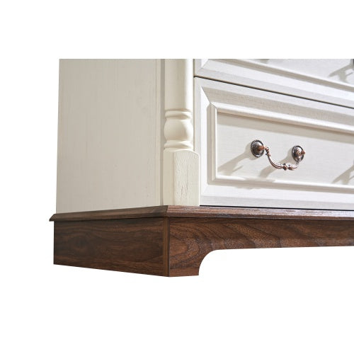 Commode 10 tiroirs en bois – Style rustique avec base et rebord