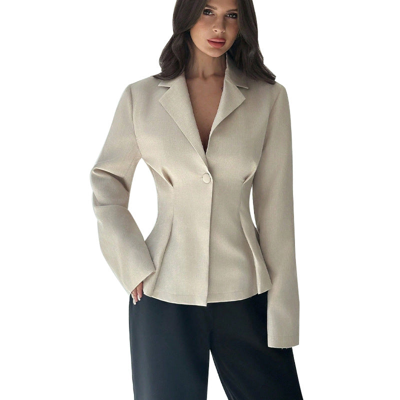 Veste tailleur femme – Couleur unie, style européen et américain