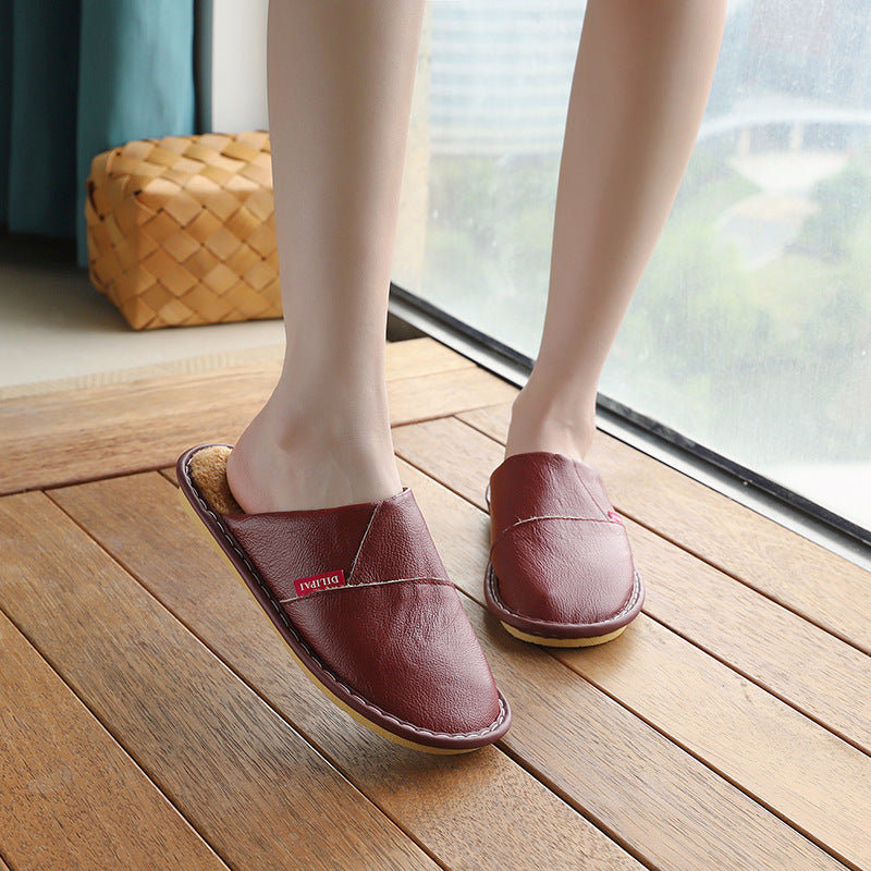 Chaussons d’hiver en cuir antidérapants et chauds pour la maison