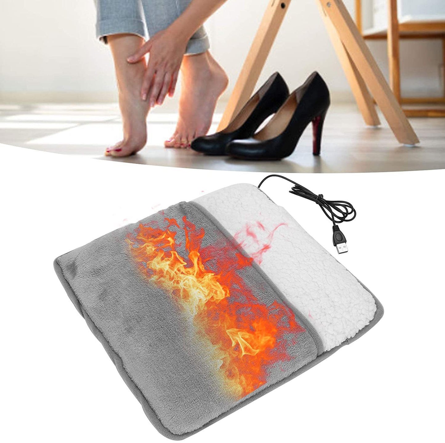 Chauffe-pieds électrique USB – Housse chauffante en peluche pour chaussures / semelles – Trésor thermique d’hiver