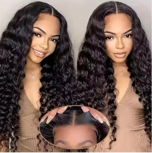 Perruque Sans Colle Loose Deep Wave – 70 % Cheveux Humains – 200 % Densité – Dentelle HD Pré-coupée et Pré-dégarnie
