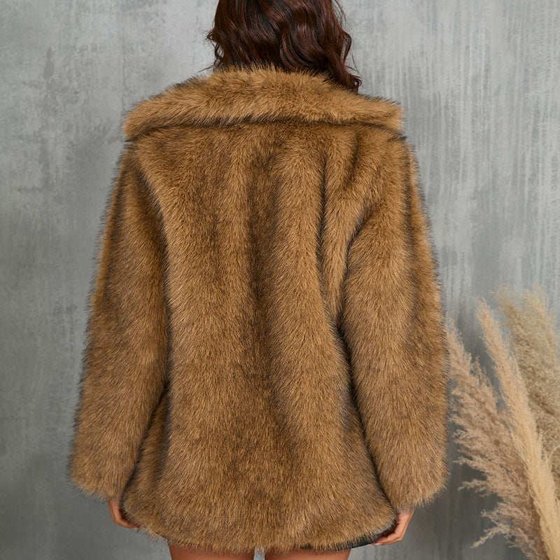 Manteau femme automne & hiver – Col en fourrure Toka, chaud et élégant