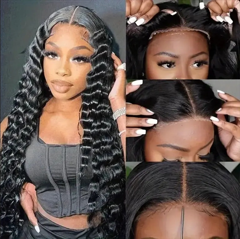 Perruque sans colle – 70 % cheveux humains – Deep Wave – 4x4 HD lace
Glueless Deep Wave Wig – 70% Human Hair – 4x4 HD Lace Frontal