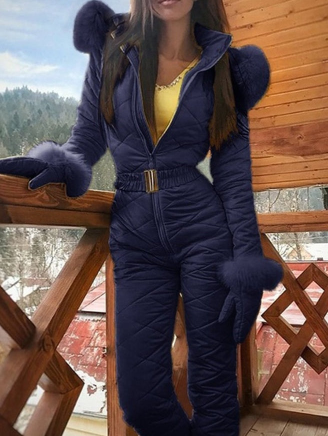 Combinaison de ski femme – Manteau à capuche d’hiver pour activités extérieures