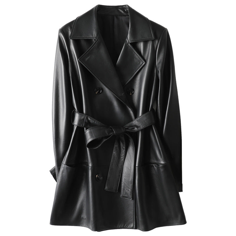 Veste en cuir noire pour femme – Coupe ample, style élégant