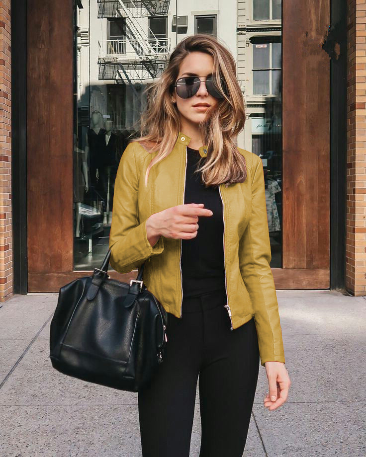 Veste blazer femme en cuir PU – Mode automne & hiver