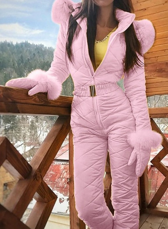 Combinaison de ski femme – Manteau à capuche d’hiver pour activités extérieures
