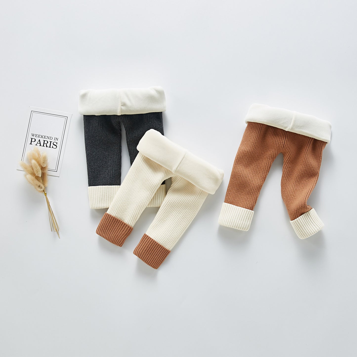 Leggings épais en tricot doublés de peluche
