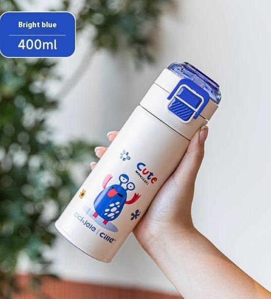 Tasse isotherme pour enfants, en acier inoxydable 316, modèle fille et garçon pour élèves de primaire.
