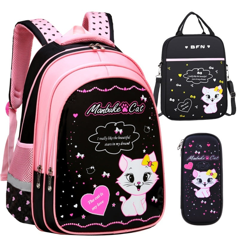 Sac à dos scolaire pour enfants avec motif de chat mignon