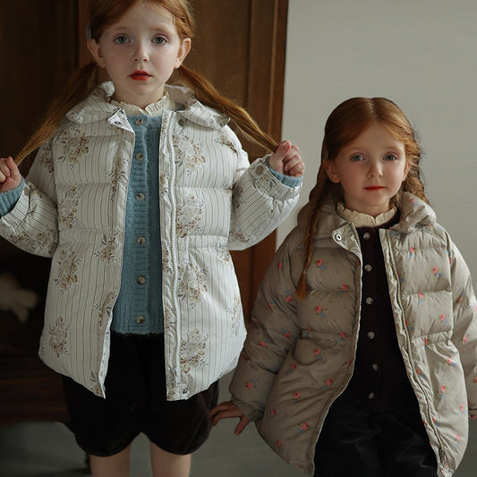 Manteau épais bébé hiver – Style coréen à motifs fleuris