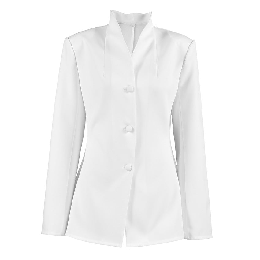 Tailleur blanc simple – Coupe ajustée à la taille, slim fit, style professionnel