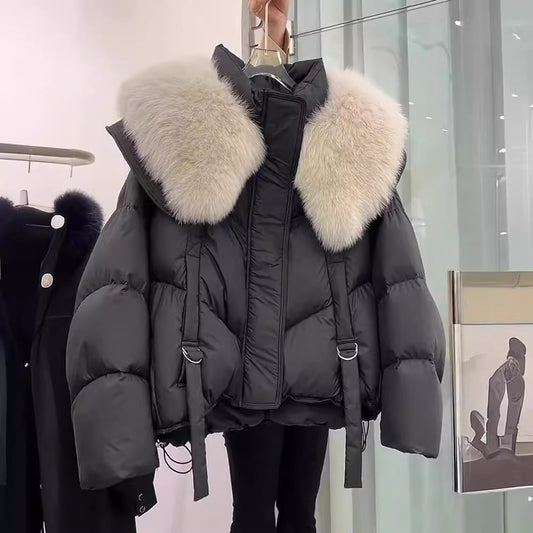 Manteau d’hiver noir femme – Veste matelassée en coton chaud