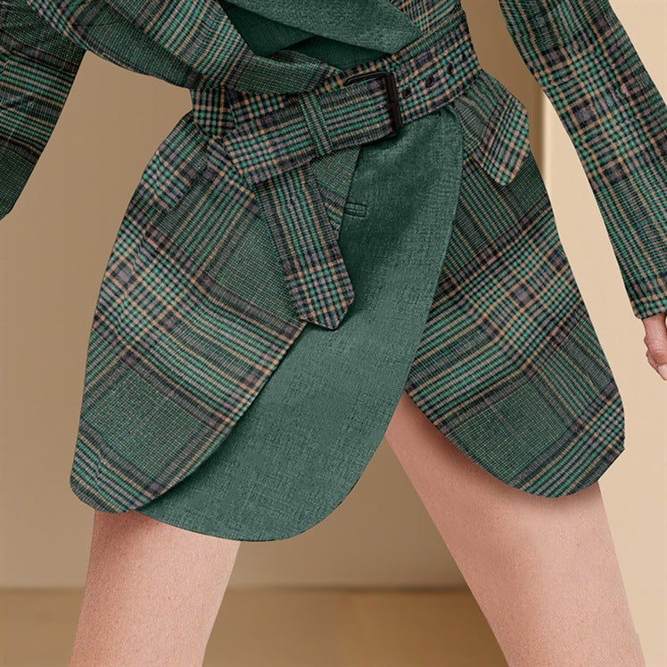 Veste Blazer Femme à Carreaux – Style Européen & Américain, Coupe Courte Tendance