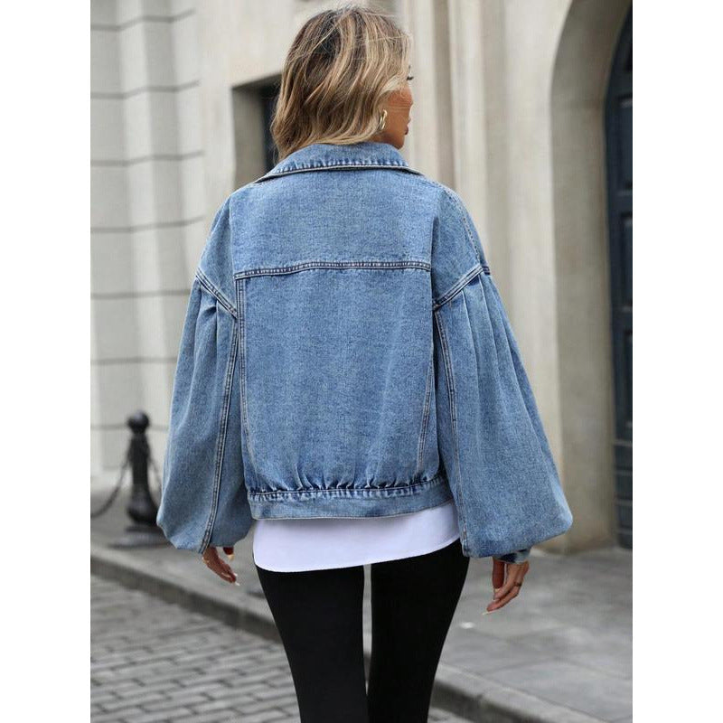 Veste en jean femme embossée – Mode casual, manches longues