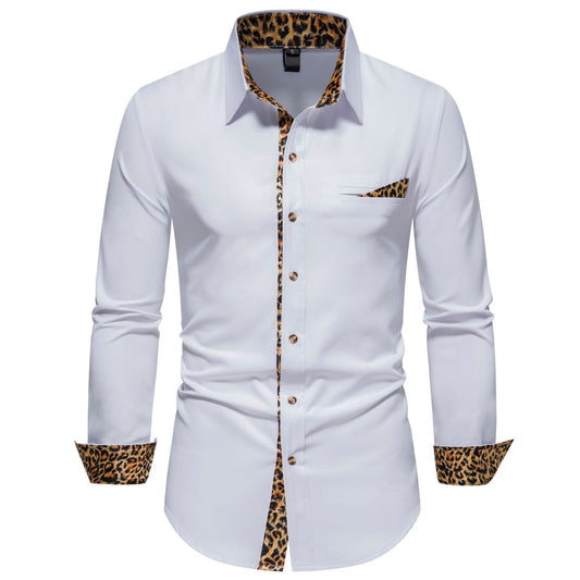 Chemise homme à manches longues – Style bicolore à contraste de couleurs