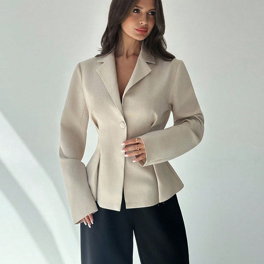 Veste tailleur femme – Couleur unie, style européen et américain