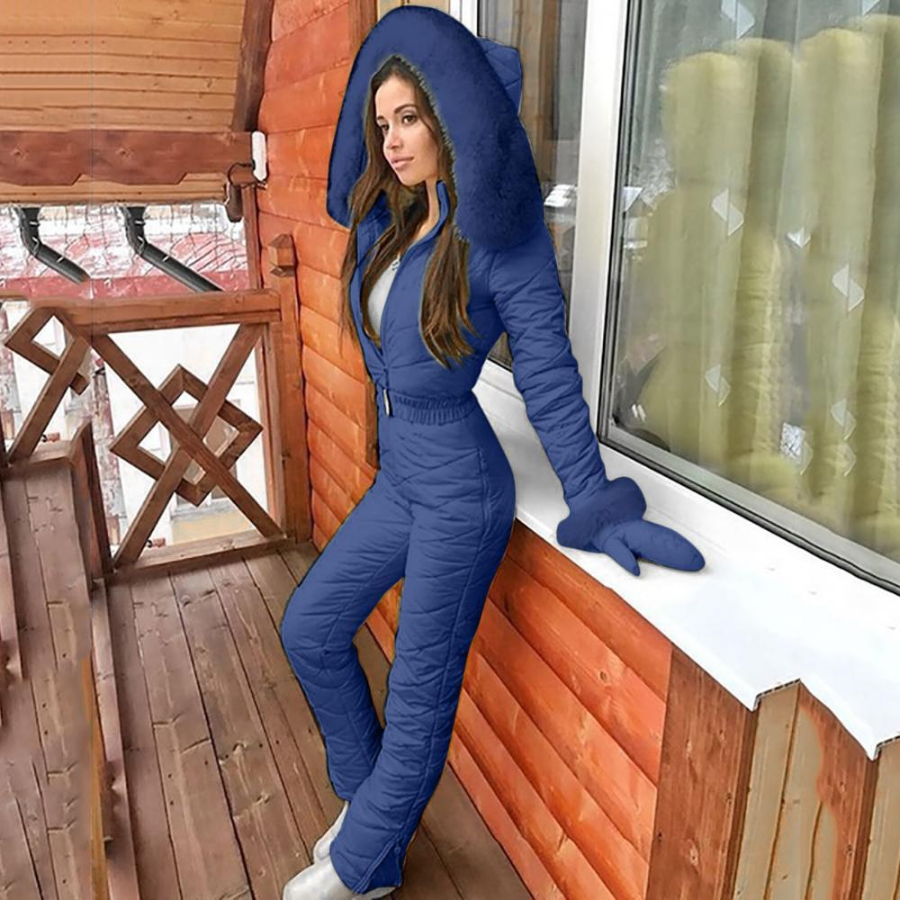 Combinaison de ski femme – Manteau à capuche d’hiver pour activités extérieures