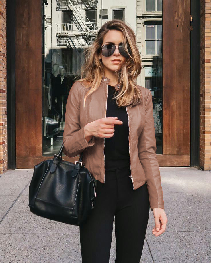 Veste blazer femme en cuir PU – Mode automne & hiver