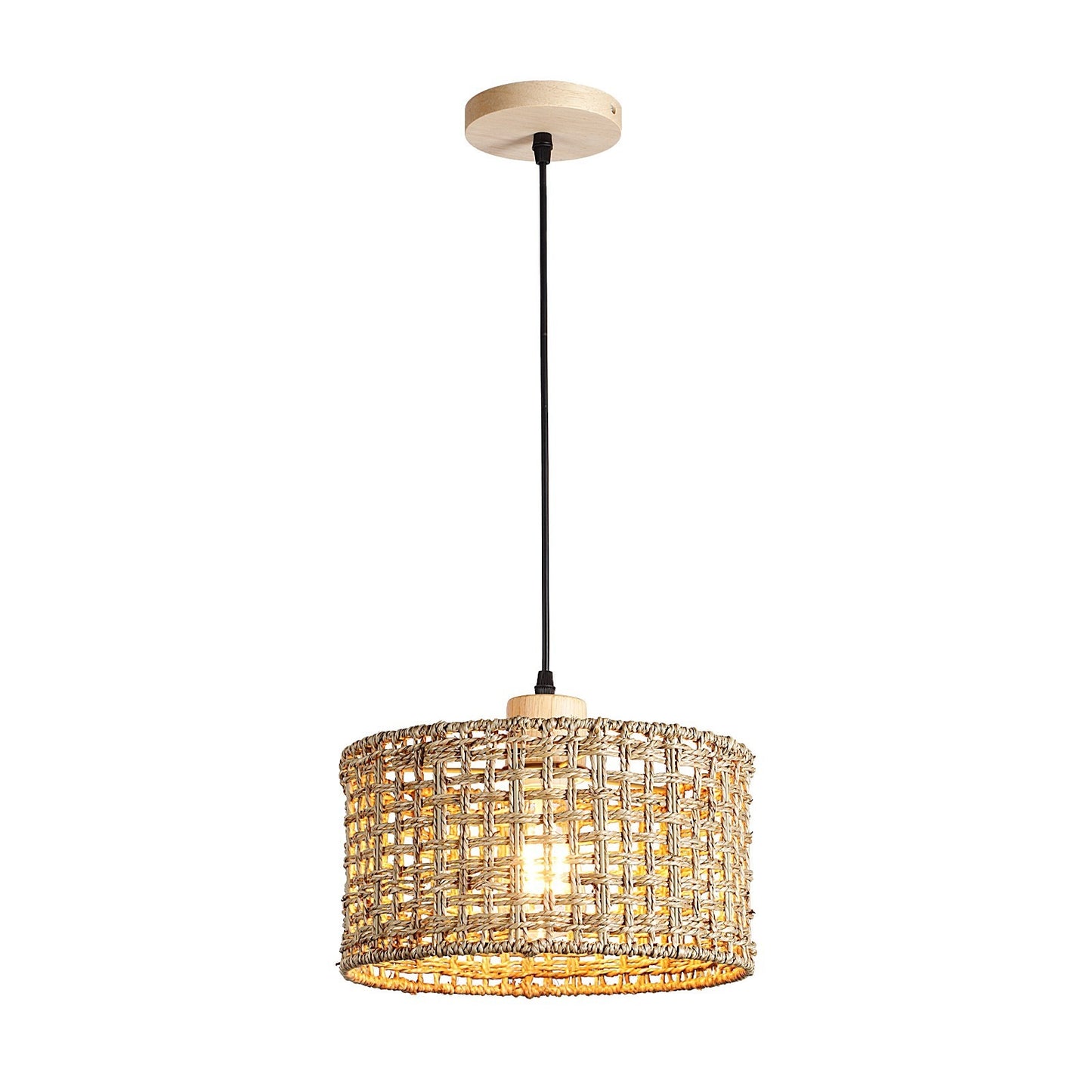 Lustre vintage en rotin – Style chambre d’hôtes / café