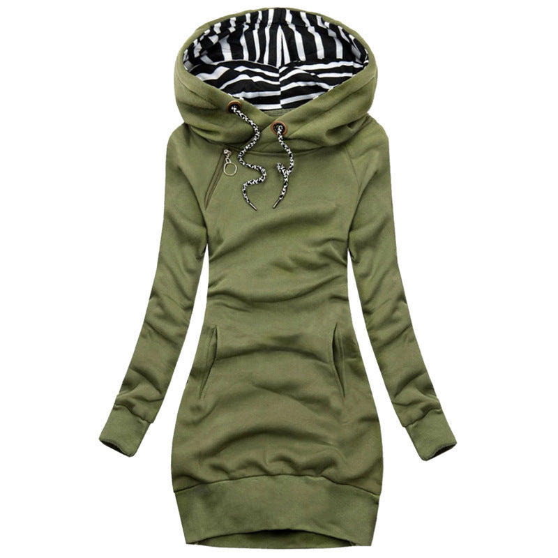 Sweat-shirt femme coupe ajustée – Veste à capuche décontractée et amincissante, mode automne & hiver