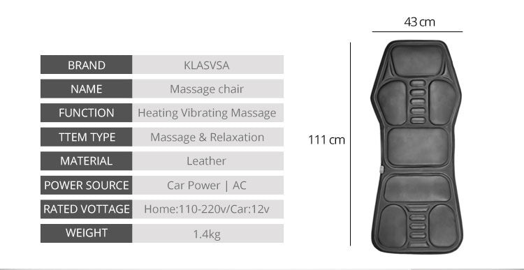 Coussin de Massage Multifonction – Vibration, Chauffage & Airbags (pour Véhicule ou Maison)