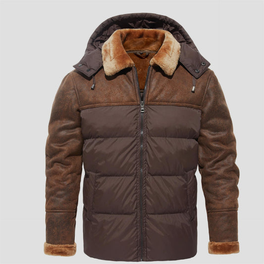 Manteau pour hommes automne et hiver manteau de vêtements d'hiver intégré en fourrure à capuche