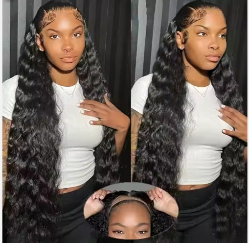 Perruque Sans Colle Loose Deep Wave – 70 % Cheveux Humains – 200 % Densité – Dentelle HD Pré-coupée et Pré-dégarnie