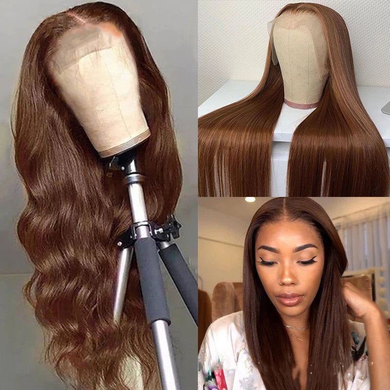 Perruque en cheveux humains – Couleur brun naturel