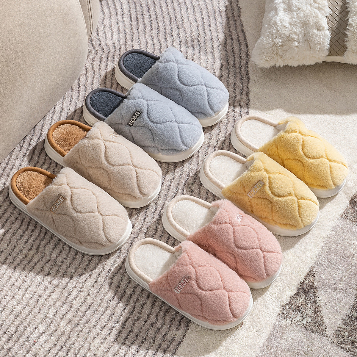 Chaussons en peluche d’hiver – Pour femmes, hommes, intérieur et chambre