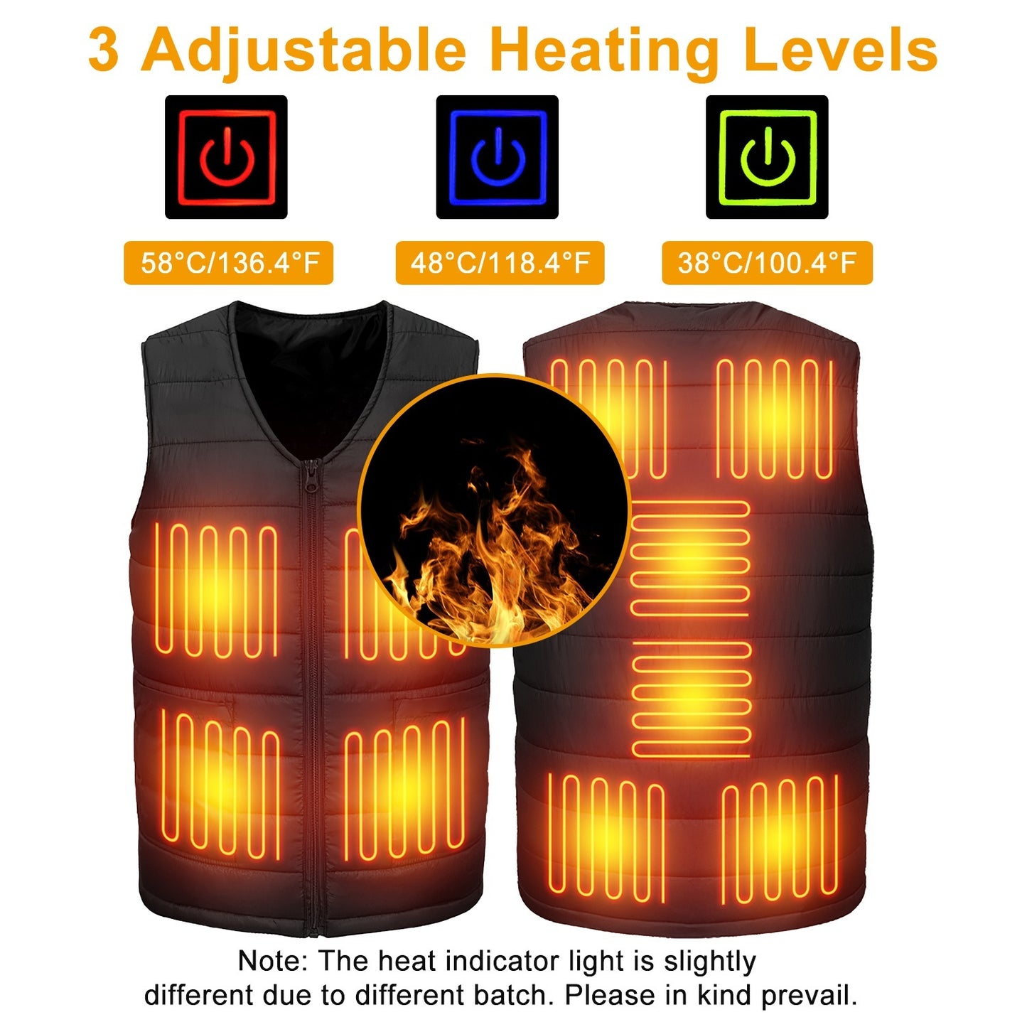 Gilet chauffant unisexe – 10 zones de chauffage, 3 niveaux de chaleur réglables, USB – Idéal pour l’hiver et les activités extérieures