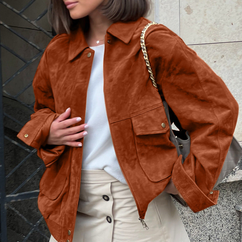 Manteau casual femme – Look fashion avec texture suédée