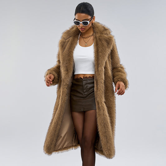 Manteau long en fausse fourrure – Automne & hiver, style élégant et chaud