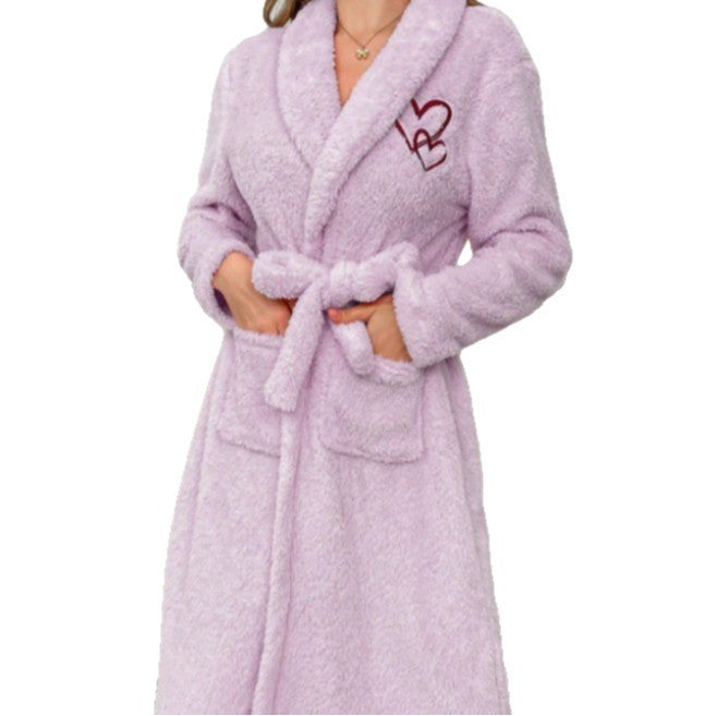Peignoir en flanelle pour femme – Pyjama long d’automne et d’hiver