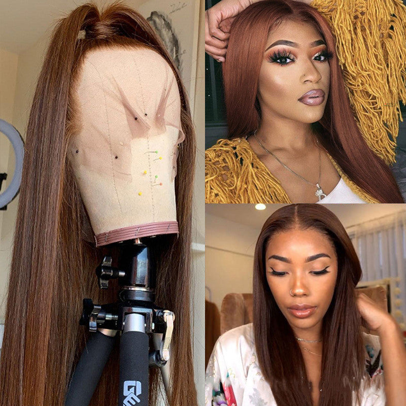 Perruque en cheveux humains – Couleur brun naturel