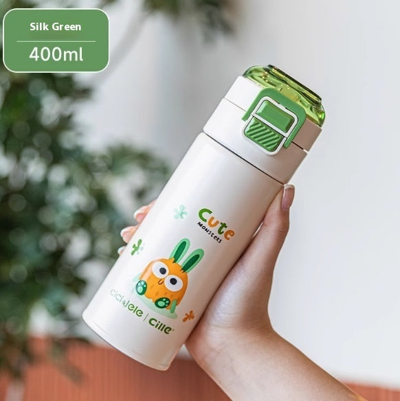 Tasse isotherme pour enfants, en acier inoxydable 316, modèle fille et garçon pour élèves de primaire.