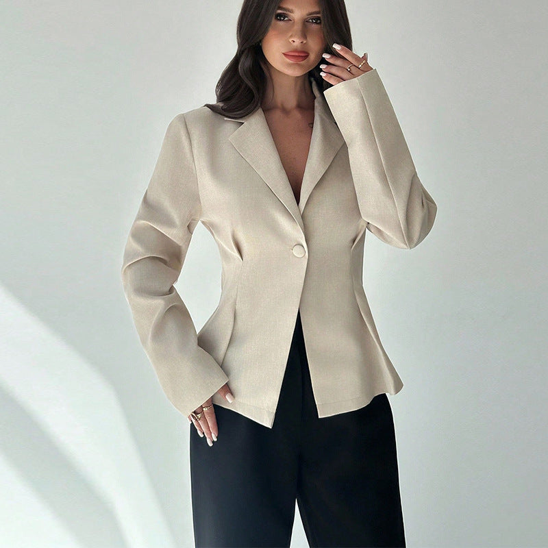 Veste tailleur femme – Couleur unie, style européen et américain