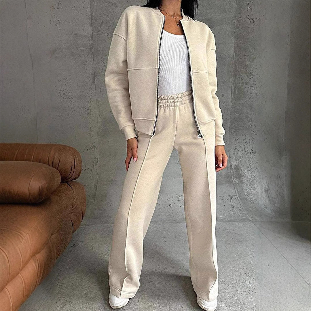 Ensemble de sport femme – Veste zippée et pantalon large deux pièces