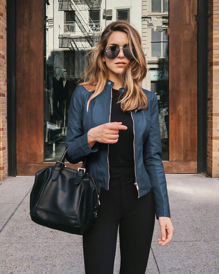 Veste blazer femme en cuir PU – Mode automne & hiver