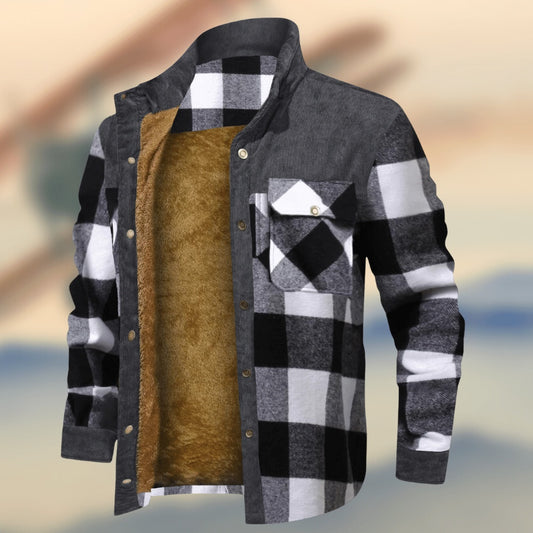 Chemise-veste épaisse à carreaux – Style décontracté