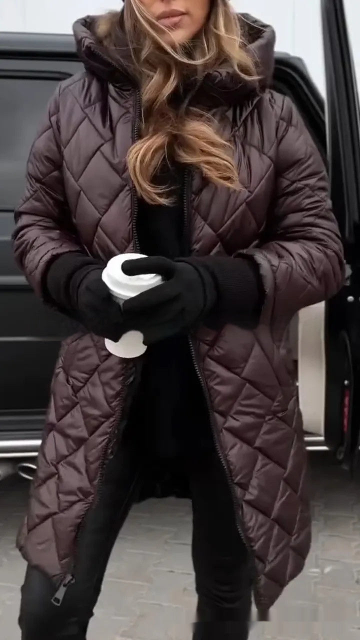 Veste longue en coton femme – Style casual avec capuche