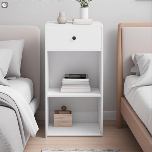 Meuble de rangement blanc au design simple avec tiroirs – buffet / commode
